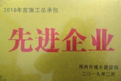 【荣誉】新蒲集团喜获2018年度 施工总承包先进企业